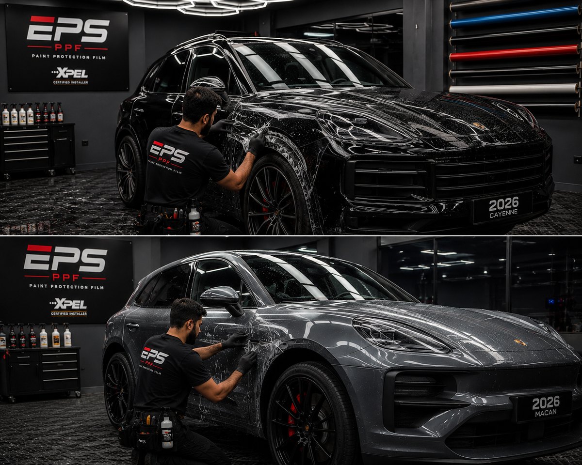 Porsche Cayenne and Macan having XPEL paint protection film applied at EPS PPF Watford